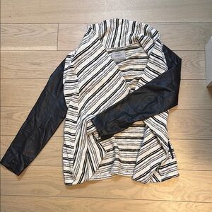 Bershka Black and White Bomber Jacket with Striped Design